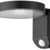 LED saulės sieninis šviestuvas, juodas, apvalus, 9W, šilta balta šviesa