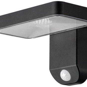 LED saulės sieninis šviestuvas, juodas, kvadratinis, 9W, šilta balta šviesa