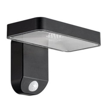 LED saulės sieninis šviestuvas, juodas, kvadratinis, 9W, šilta balta šviesa