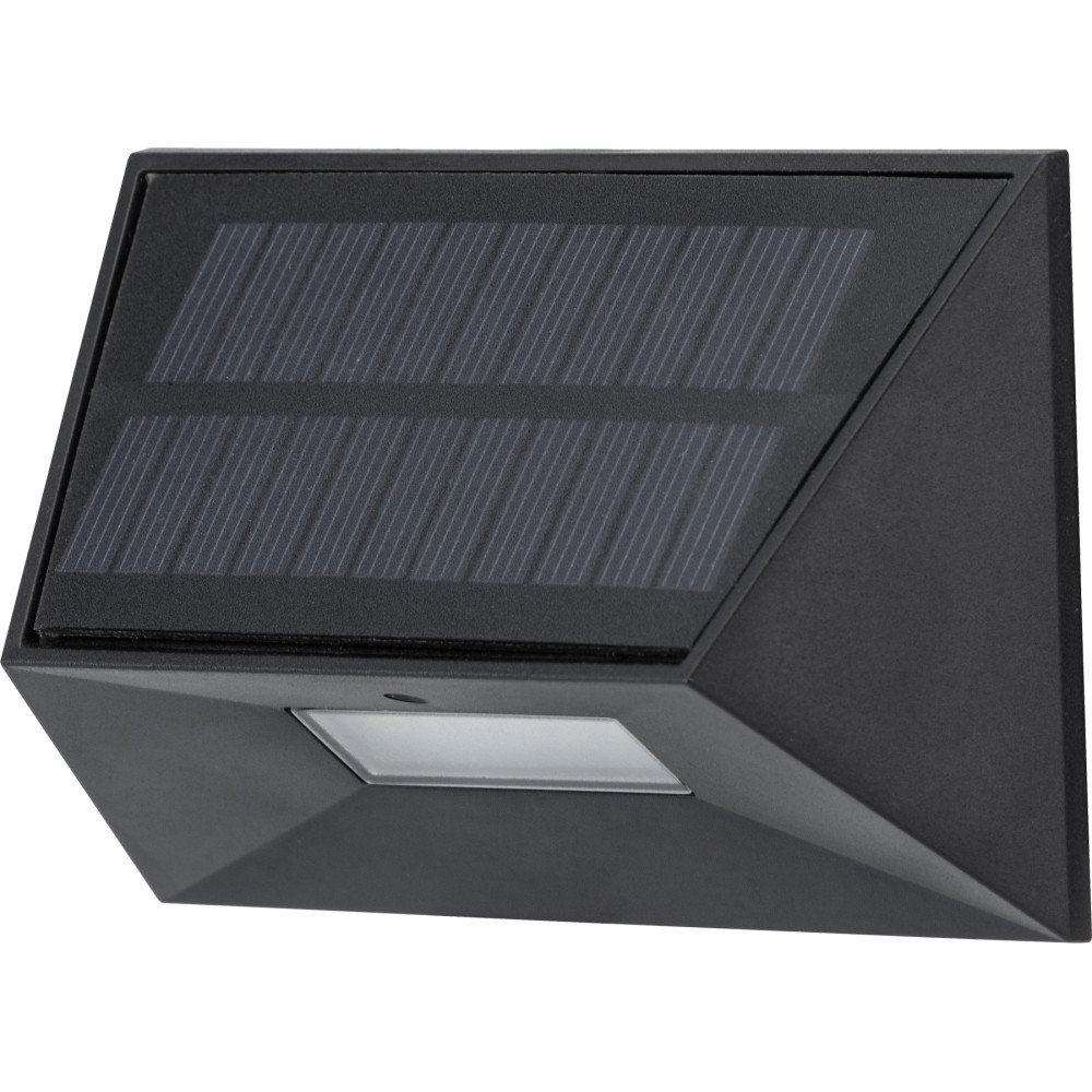 LED saulės sieninis šviestuvas, juodas, 0.5W, šilta balta šviesa