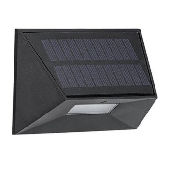 LED saulės sieninis šviestuvas, juodas, 0.5W, šilta balta šviesa