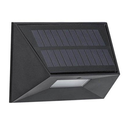 LED saulės sieninis šviestuvas, juodas, 0.5W, šilta balta šviesa