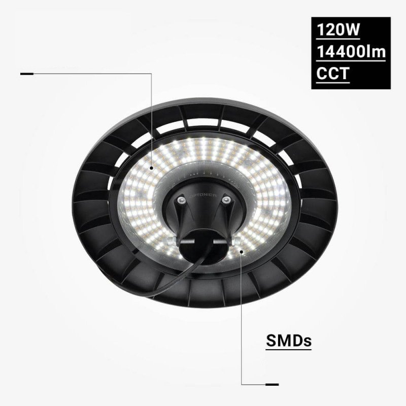 LED parko lempa, 120W, CCT šviesa, juoda