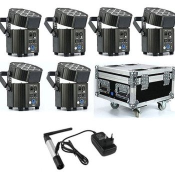 LED PAR prožektorius, 9x10W, 90W, RGBW, RGBA UV, įkrovimo dėžė, Wi-Fi siųstuvas, 6in1