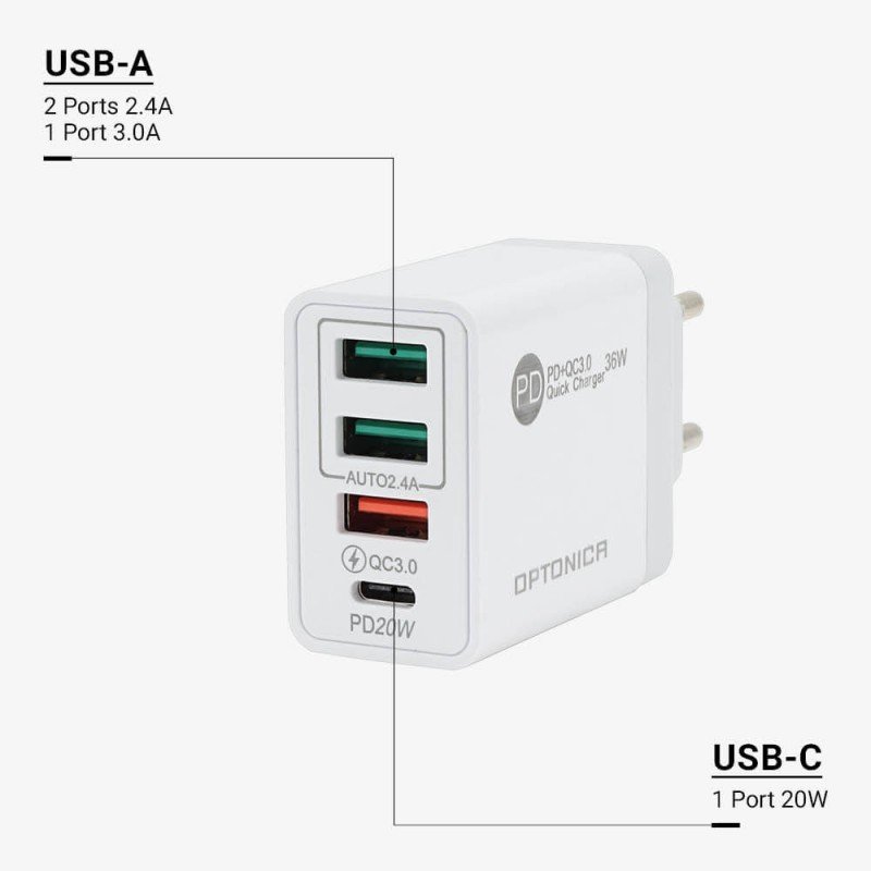 Greitas įkroviklis, 3xUSB, baltas