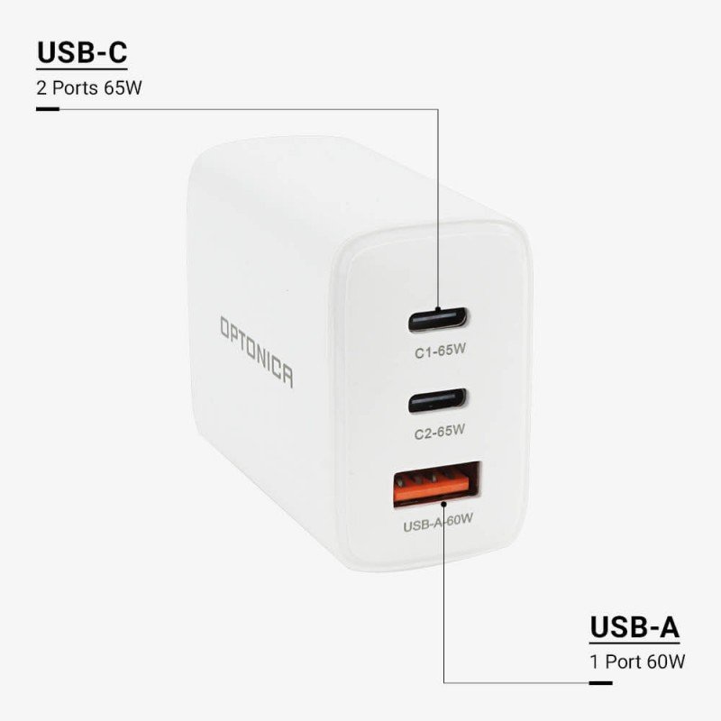 Įkrovimo daliklis, USB 1xTYPE-A, 2xTYPE-C, 65W