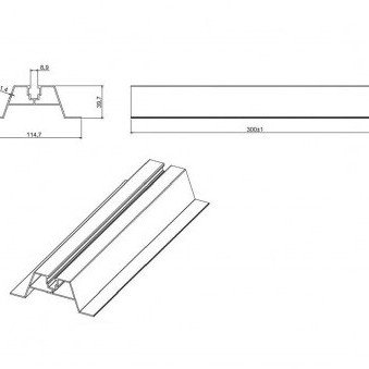 Aliumininis bėgelis, pilkas, mini, 0.3m, 40x115mm Aliumininis bėgelis, pilkas, mini, 0.3m, 40x115mm